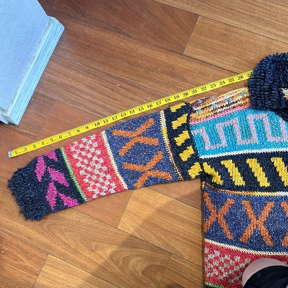 Hand knit Zip Up MultiColor Sweater - Picture 14 of 15